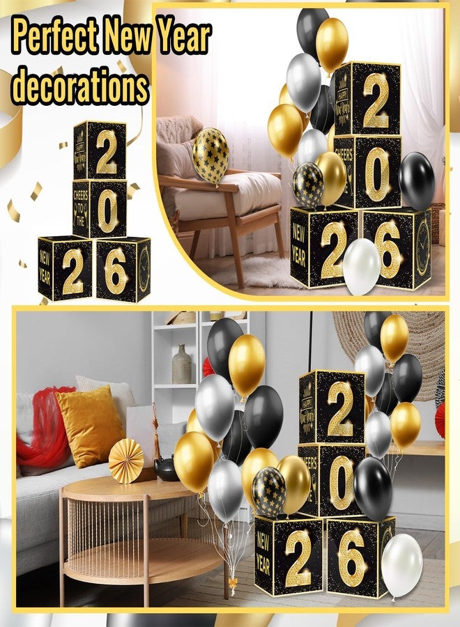 Denylo pro New Years Eve Party Supplies 2026 Balloon Box Kit Gold and Black New Years decorations for 2026 Happy Eve Party Decoration Supplies - Image 4